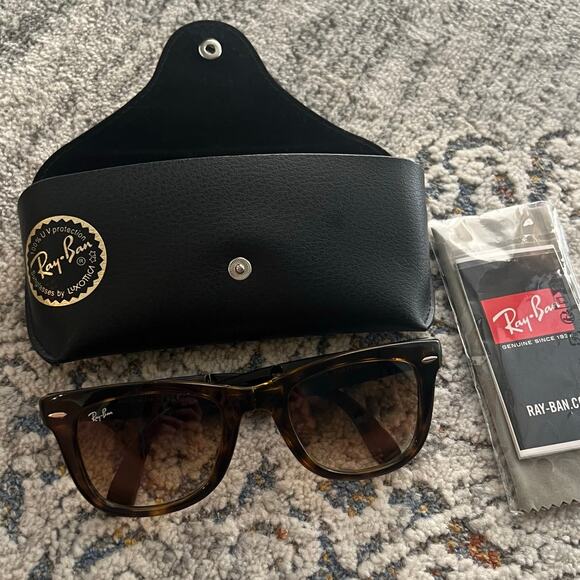 Ray-Ban Wayfarer Folding Classic Sunglasses Tortoise Gradient Brown - Picture 5 of 16